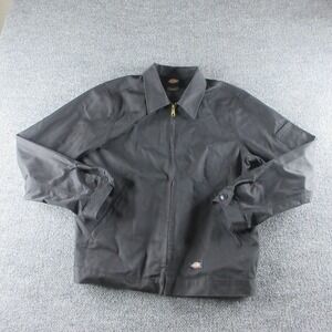 Dickies Jacket Mens M Black Canvas Bomber Collared Lined Workwear Full Zip